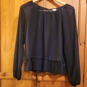 Merona Black and Blue Striped Blouse